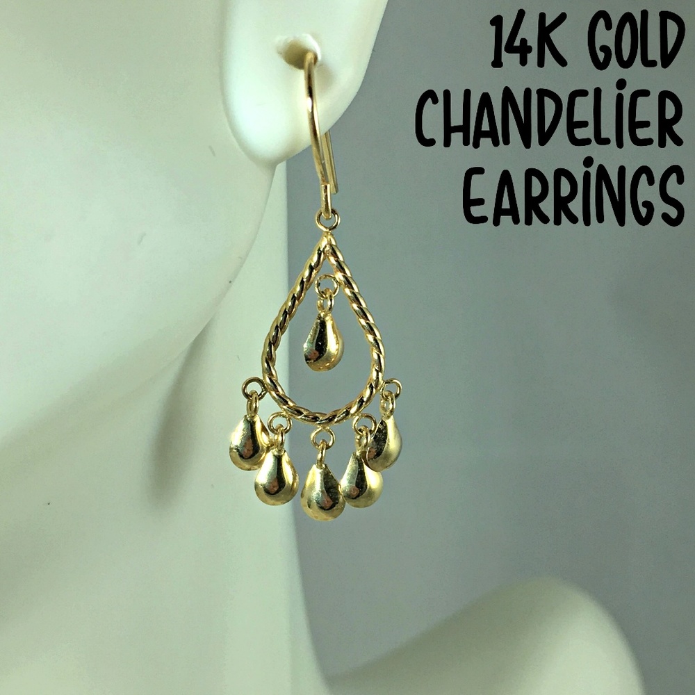 14K Gold Chandelier Earrings